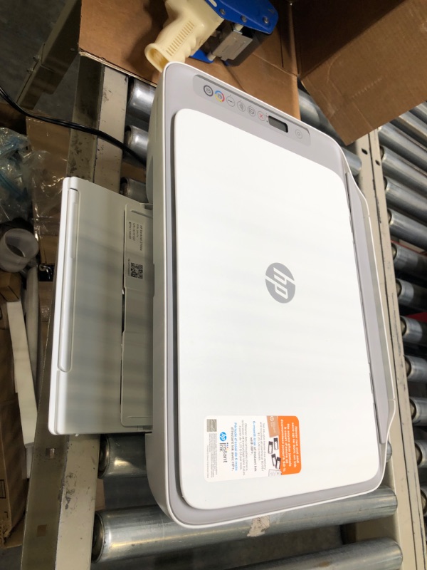 Photo 1 of White HP DeskJet 2700e wireless all in one printer with scanner