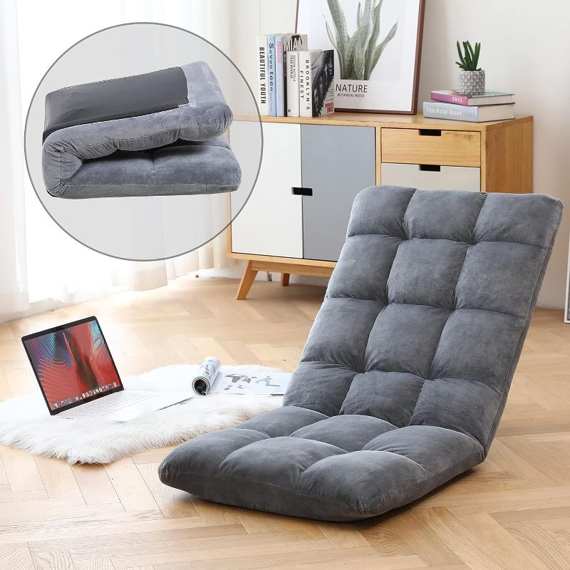 Photo 1 of 
OTTERLEAd Floor Chair, Chair Back Angle 42 Gears Adjustable High Back Support Gaming Floor Chair for Adult,Super Soft Crystal Fabric Dorm Cushion Lazy Chair...