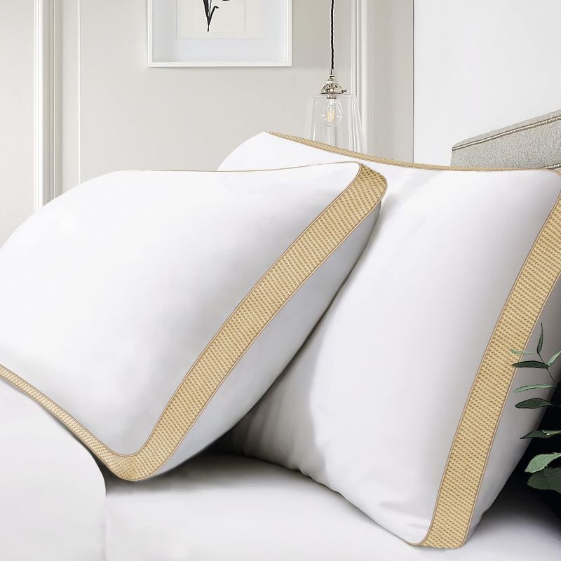 Photo 1 of mislili Bed Pillows for Sleeping - King Size, Set of 2, Cooling Luxury Hotel Pillows for Bed Sleeping Side Back Stomach Sleepers, Breathable Down Alternative Filling Gusseted Pillow Soft & Supportive