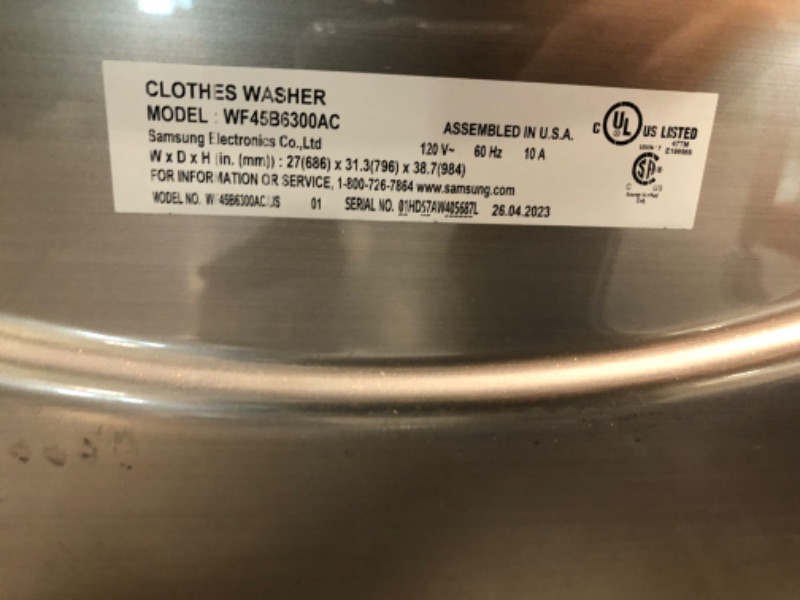 Photo 17 of 27 Inch Smart Front Load Washer with 4.5 cu. ft. Capacity, Wi-Fi Enabled, 23 Wash Cycles, 1200 RPM, Steam Cycle, SuperSpeed, Steam Wash, Wi-Fi Connected, Direct Drive Motor, Self Clean+, Vibration Reduction Technology , VRT Plus Technology, Stainless Stee