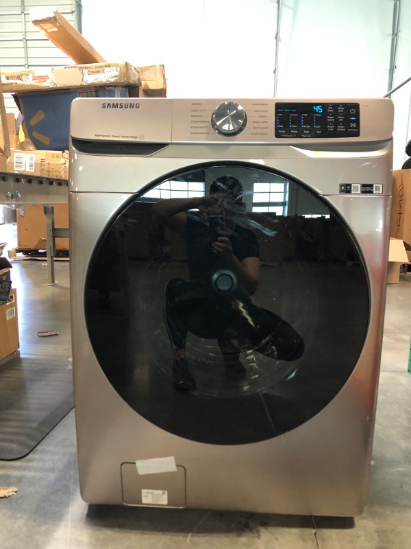 Photo 2 of 27 Inch Smart Front Load Washer with 4.5 cu. ft. Capacity, Wi-Fi Enabled, 23 Wash Cycles, 1200 RPM, Steam Cycle, SuperSpeed, Steam Wash, Wi-Fi Connected, Direct Drive Motor, Self Clean+, Vibration Reduction Technology , VRT Plus Technology, Stainless Stee