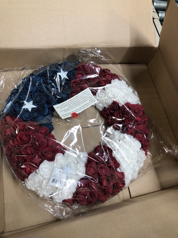 Photo 2 of 17 in. D Americana Artificial Flower Wreath