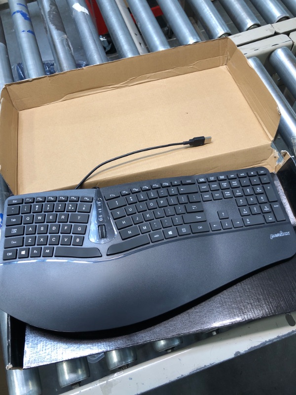 Photo 2 of Perixx PERIBOARD-330B, Wired Ergonomic Keyboard with Adjustable Wrist Rest, Illuminated Keys, and Membrane Low Profile Keys, 2 Extra USB Ports, US English Layout