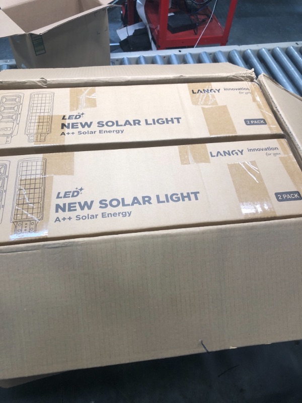 Photo 1 of 4 Pack 90W Solar Street Light,180 LED 9000 Lumens with PIR Motion Sensor, Dusk to Dawn Security Led Light for Square,Yard, Garden,Basketball Court-LANGY