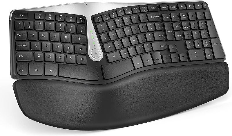 Photo 1 of Nulea Wireless Ergonomic Keyboard, 2.4G Split Keyboard with Cushioned Wrist and Palm Support, Arched Keyboard Design for Natural Typing