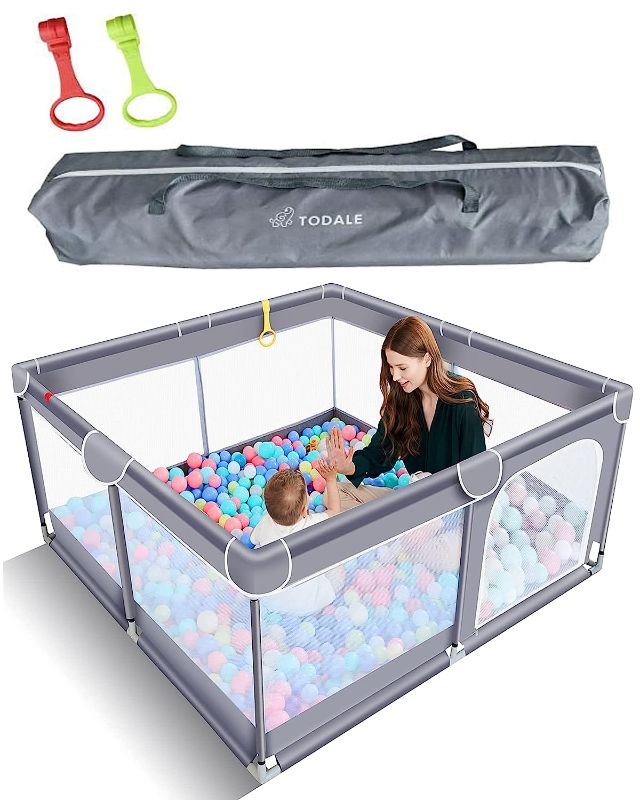 Photo 1 of Baby Playpen for Toddler, Large Baby Playard, Indoor & Outdoor Kids Activity Center with Anti-Slip Base, Sturdy Safety Play Yard with Soft Breathable Mesh, Playpen for Babies