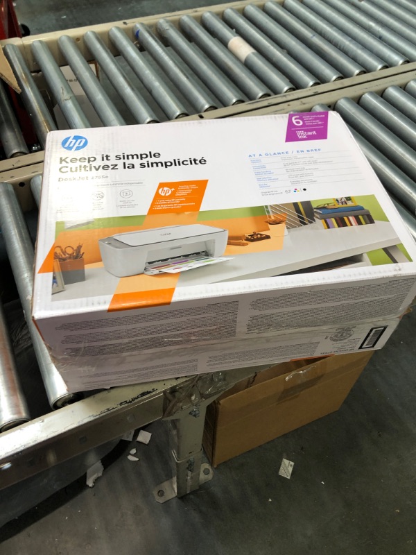 Photo 1 of HP DeskJet 2755e Wireless Color All-in-One Printer with bonus 6 months Instant Ink (26K67A), white