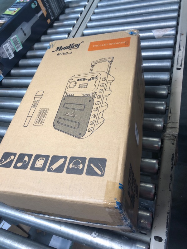 Photo 1 of Moukey Outdoor Speaker, Karaoke Machine with Wireless Microphone, PA System Subwoofer for Events/Christma, Portable Bluetooth Speaker with Echo Adjustment, Support TWS/REC/AUX/USB/TF/FM