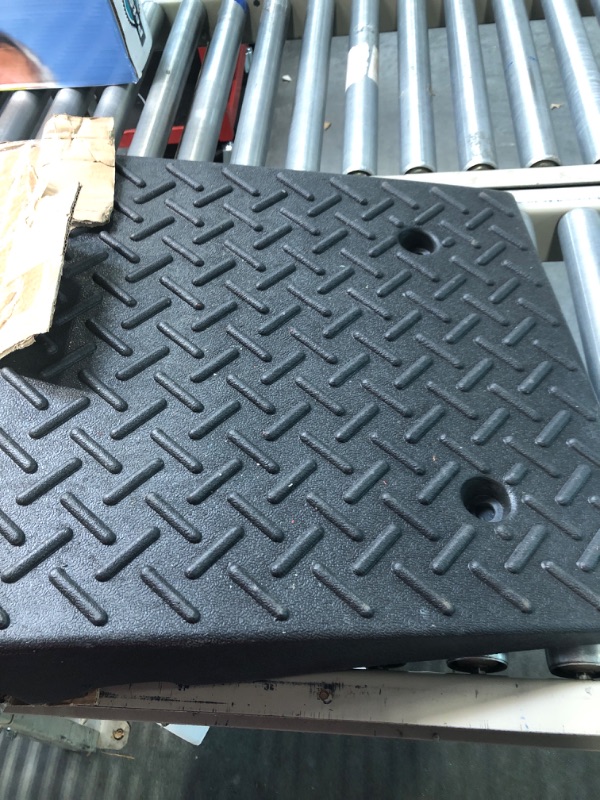 Photo 3 of Rubber Curb Ramp 19.6" × 19.6" × 6", Portable Heavy Duty Driveway Curb Ramp Shed Ramp Threshold Ramp for Sidewalk Loading Dock Cars Wheelchairs Motorcycle Trucks Scooter Lawn Mower Pets 1 PCS 19.6 x 19.6 x 6 Inch - 1 PCS
