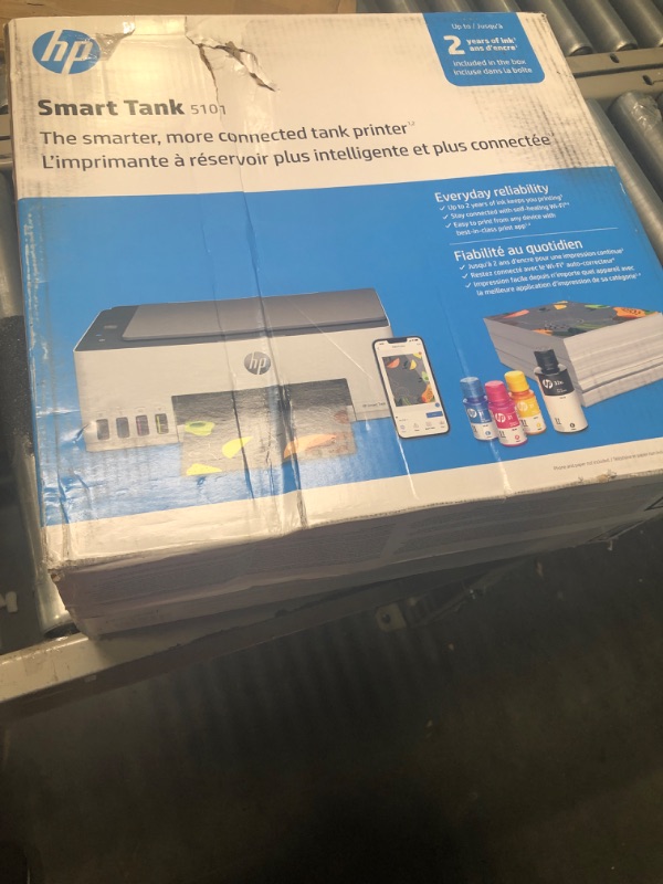 Photo 2 of HP Smart-Tank 5101 Wireless All-in-One Ink-Tank Printer with up to 2 Years of Ink Included (1F3Y0A),White (Scanner Minor Damage) 