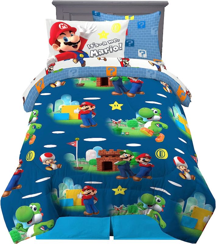 Photo 1 of Franco Kids Bedding Super Soft Comforter and Sheet Set with Sham, 5 Piece Twin Size, Mario
