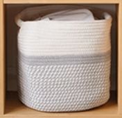 Photo 1 of  Woven Cotton Rope Storage Baskets Set of 3 Foldable Cube Storage Basket, Durable Decor Rope Basket for Organizing Clothes, Baby Toy, Towel, 10.5" x 10.5" x 11", Grey White one size Grey White