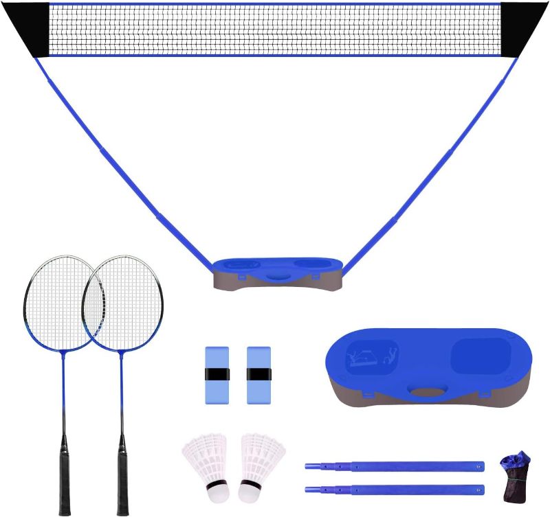 Photo 1 of 
FBSPORT Portable Badminton Net Set with Storage Base, Folding Volleyball Badminton Net with 2 Badminton Rackets 2 Shuttlecocks Griptape 10x5 ft Net, Easy portable badminton 