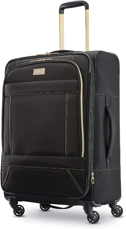 Photo 1 of American Tourister Belle Voyage Softside Luggage with Spinner Wheels, Black, Checked-Medium 25-Inch
