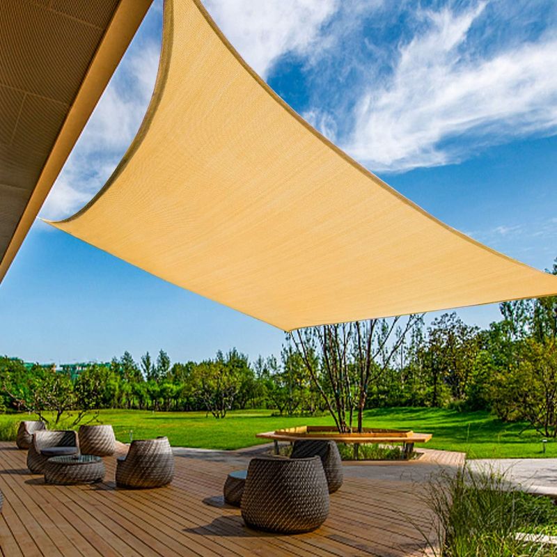 Photo 1 of 
KANAGAWA Sun Shade Sail 12'x16' Sand Rectangle UV Block Canopy Awning Shelter Fabric Cloth Screen for Outdoor Patio Garden Backyard Activities
