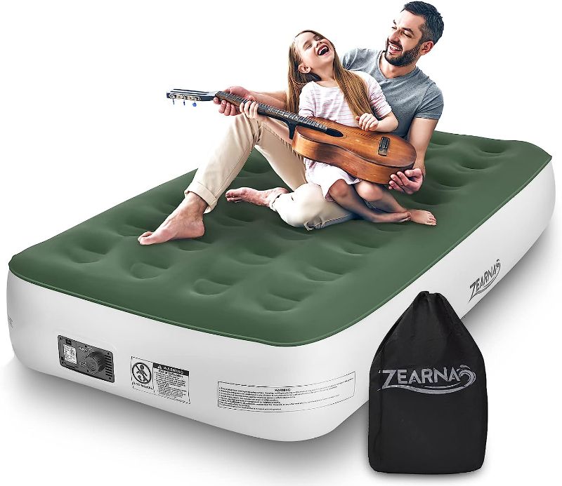 Photo 1 of Zearna Twin Air Mattress with Built in Pump 13 Inch Inflatable Mattress for Tent Camping, Home Guest Bed - Adjustable Blow Up Mattress - Easy to Inflate (Twin Size) 75L x 39W x 13T
