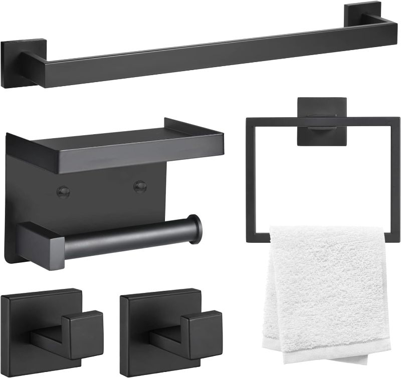 Photo 1 of 
Warepro 5 Pieces Bathroom Hardware Set, Matte Black Bathroom Accessories Stainless Steel Wall Mount, Includes 23" Hand Towel Holder, Toilet Paper Holder, Towel Ring, 2 Robe Towel Hooks
