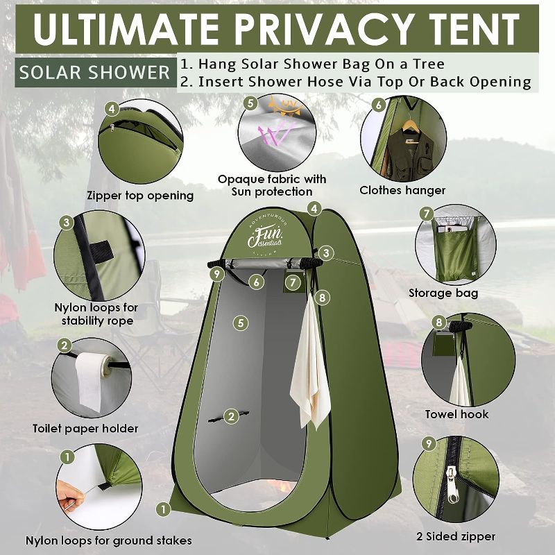 Photo 1 of 
FUN ESSENTIALS Solar Shower Tent Kit, Instant Pop Up Privacy,, Sun Canopy Beach Outdoor Camp Privacy Tent, Easy Set Up, Foldable

