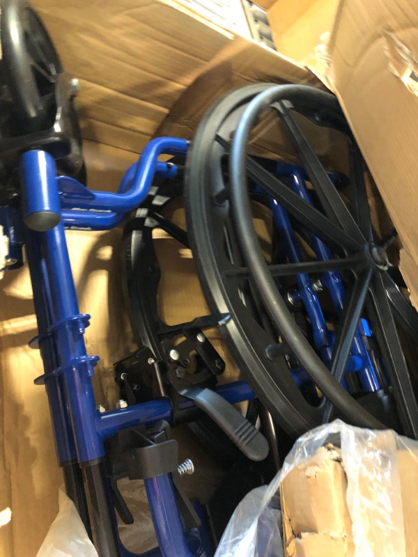 Photo 4 of Drive Medical Blue Streak Wheelchair with Flip Back Desk Arms, Swing Away Footrests,FoldingDesk Length Arms, Alloy Steel, 20 Inch Seat 20 Inch Swing Away Footrests