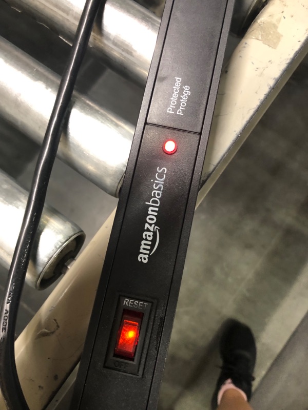 Photo 1 of Amazon Basics Heavy Duty Metal Surge Protector Power Strip with Mounting Brackets - 16-Outlet, 840-Joule (15A On/Off Circuit Breaker),Black 16 Outlet Power Strip