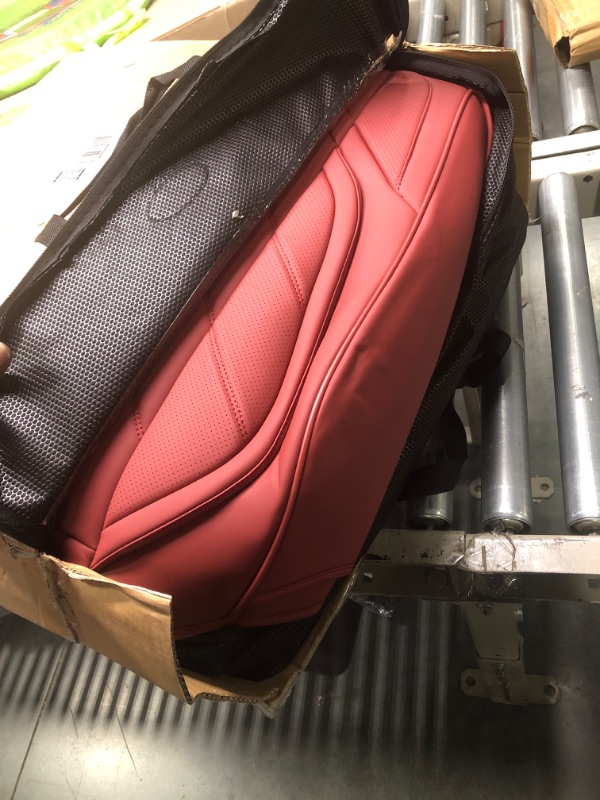 Photo 1 of TIEHESYT Martha Red Car Seat Covers Full Set, Breathable Leather Automotive Front and Rear Seat Covers & Headrest for Comfortable Driving, Universal Auto Interior Fit for Most Kinds of Vehicles, Cars Martha Red Front Pair&Rear