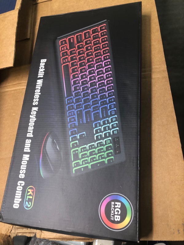 Photo 1 of Wireless Keyboard and Mouse, Light Up Silent Keys and Tilt Legs, Rechargeable and Backlit - Full Size and Long Battery Life - USB Cordless Combo for Computer, Mac, PC, Laptop - by SABLUTE, Black