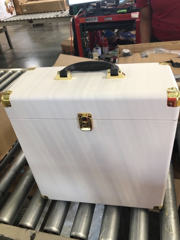 Photo 1 of Victrola Vintage Vinyl Record Storage and Carrying Case White Case