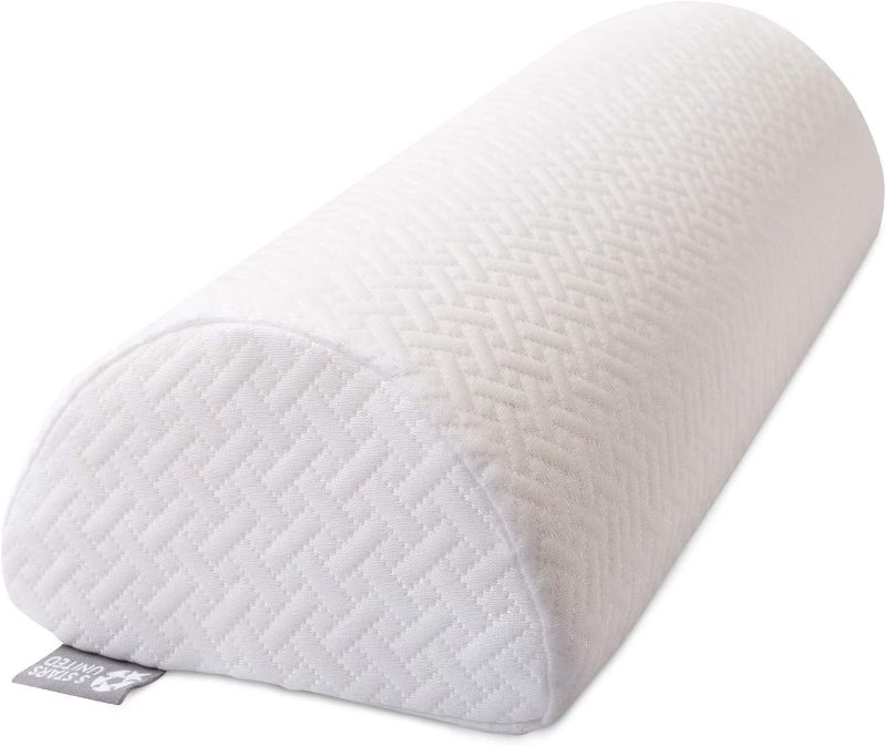 Photo 1 of 5 STARS UNITED Half Moon Bolster Semi-Roll Pillow - Ankle and Knee Support - Leg Elevation - Back, Lumbar, Neck Pain Relief - Pad for Side and Stomach Sleepers - Premium Quality Memory Foam - Breathable Cover