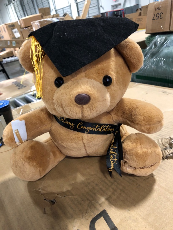 Photo 3 of Chuangdi 12 Pcs 10 Inch Bulk Graduation Bears Graduation Plush Stuffed Animal Class of 2023 Graduation Stuffed Bear with Diploma Cap Congratulation Sash for Her Him Graduation Gift (Black)