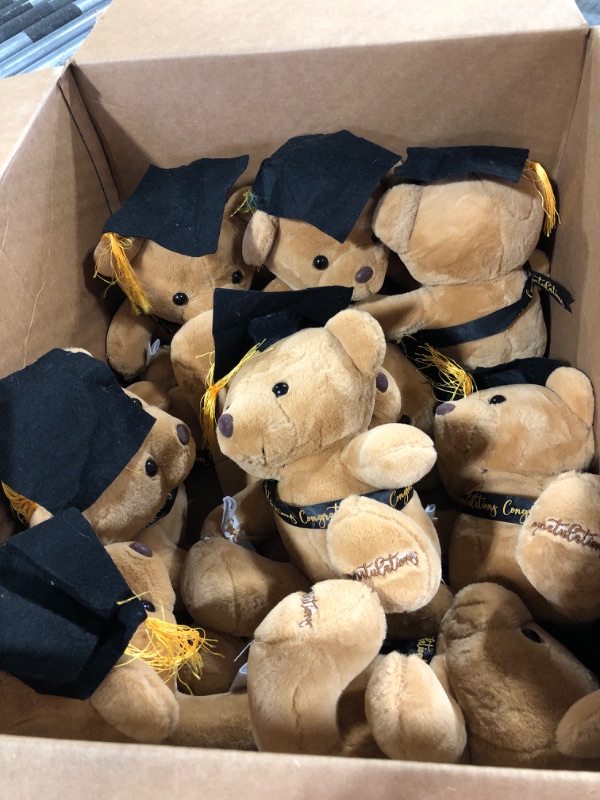 Photo 4 of Chuangdi 12 Pcs 10 Inch Bulk Graduation Bears Graduation Plush Stuffed Animal Class of 2023 Graduation Stuffed Bear with Diploma Cap Congratulation Sash for Her Him Graduation Gift (Black)