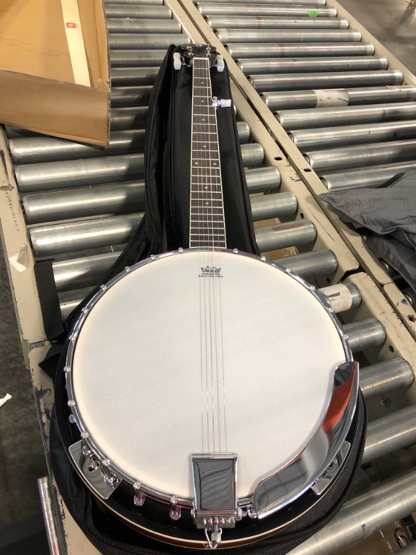 Photo 3 of Vangoa LEFT-HANDED Banjo 5 String Mahogany Open Back Banjo with Resonator, Remo Drum Head, Geared 5th String Beginner Kit with Manual, Full Size 38 Inch Left-hand Full Size Banjo