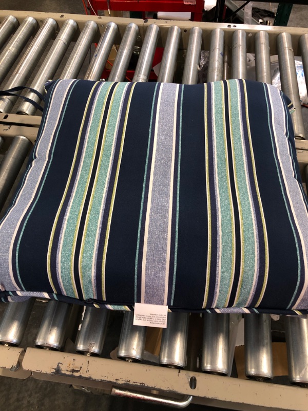 Photo 3 of Arden Selections Outdoor Deep Seating Cushion Set 24 x 24, Sapphire Aurora Blue Stripe 24 x 24 Sapphire Aurora Blue Stripe