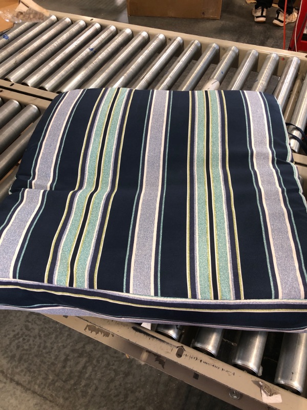 Photo 4 of Arden Selections Outdoor Deep Seating Cushion Set 24 x 24, Sapphire Aurora Blue Stripe 24 x 24 Sapphire Aurora Blue Stripe