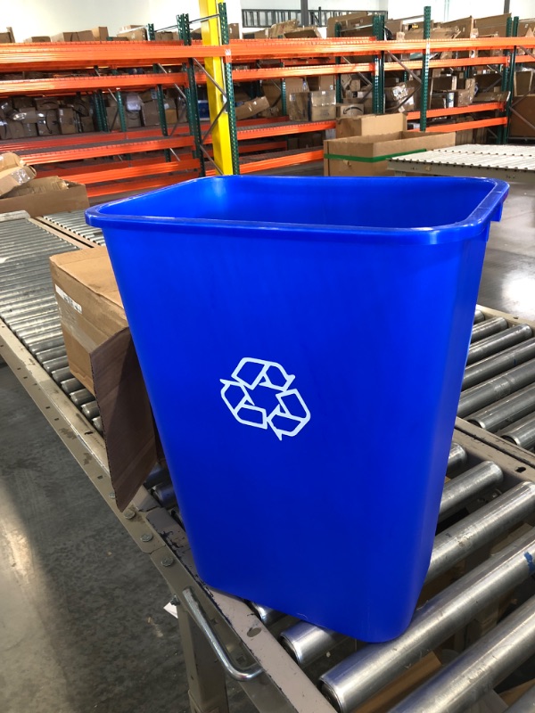 Photo 3 of 5 Gal Plastic Rectangular Trash Can, Blue