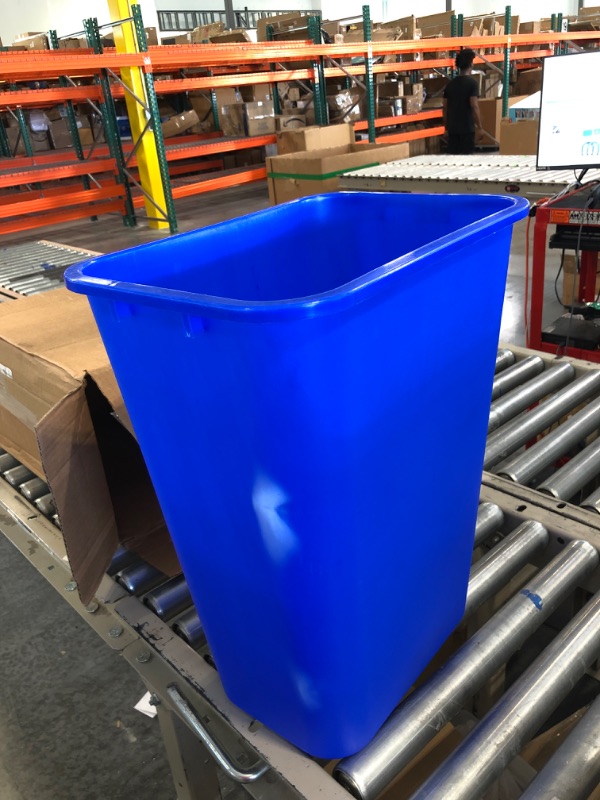 Photo 4 of 23 Gal Plastic Rectangular Trash Can, Blue