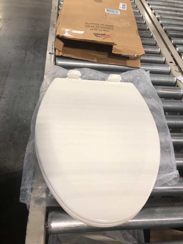 Photo 3 of Bemis 1500EC 346 Toilet Seat with Easy Clean & Change Hinges, Elongated, Durable Enameled Wood, Biscuit/Linen