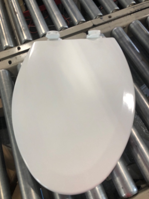 Photo 2 of Bemis 500EC 390 Toilet Seat with Easy Clean & Change Hinges, Round, Durable Enameled Wood, Cotton White