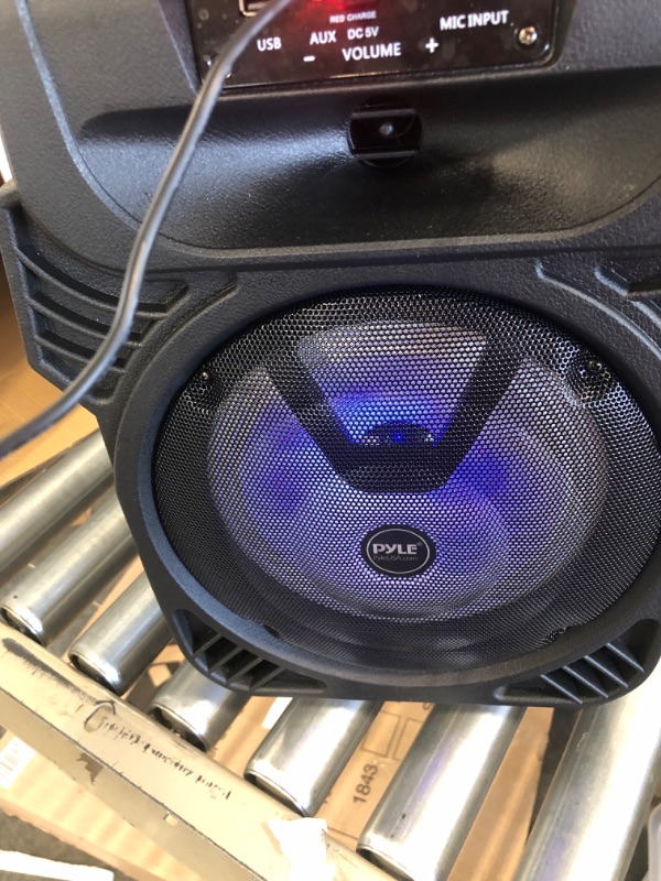 Photo 5 of 400W Portable Bluetooth PA Loudspeaker - 8” Subwoofer System, 4 Ohm/55-20kHz, USB/MP3/FM Radio/ ¼ Mic Inputs, Multi-Color LED Lights, Built-in Rechargeable Battery w/ Remote Control - Pyle PPHP844B