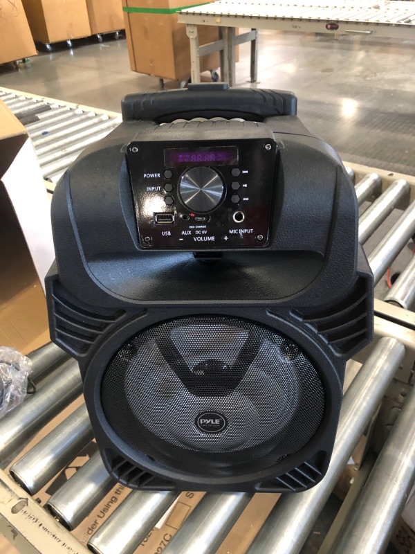 Photo 3 of 400W Portable Bluetooth PA Loudspeaker - 8” Subwoofer System, 4 Ohm/55-20kHz, USB/MP3/FM Radio/ ¼ Mic Inputs, Multi-Color LED Lights, Built-in Rechargeable Battery w/ Remote Control - Pyle PPHP844B