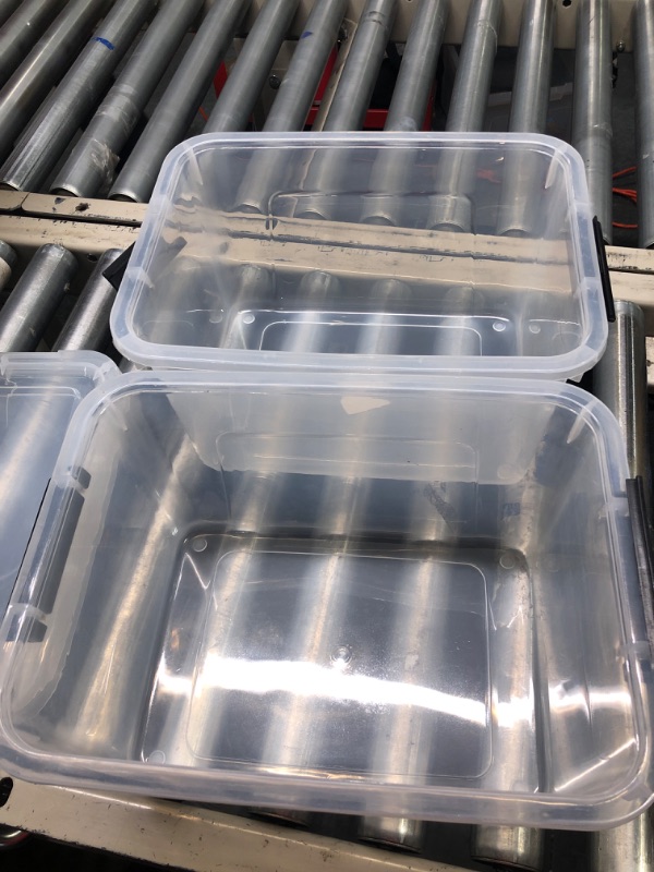 Photo 7 of ***** LIDS DAMAGED, UNUSABLE***** Fiazony 8 L Plastic Clear Storage Box, 2-Pack Storage Latch Box with Lid