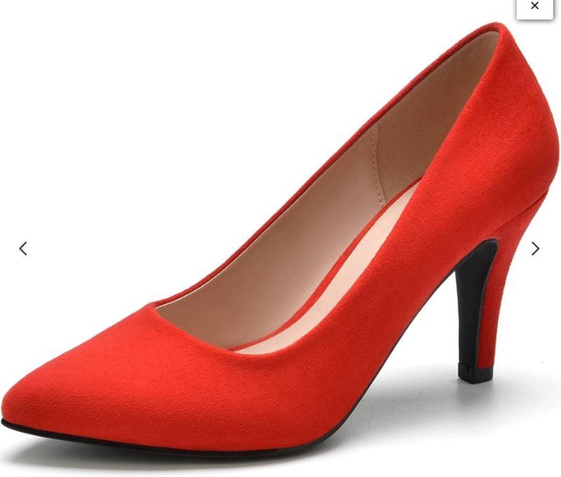 Photo 1 of WuORWu Women's Pointed Toe Heel Pumps red size 10