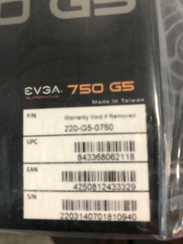 Photo 6 of EVGA 220-G5-0750-X1 Super Nova 750 G5, 80 Plus Gold 750W, Fully Modular, ECO Mode with Fdb Fan, 10 Year Warranty, Compact 150mm Size, Power Supply 750W G5 Power Supply