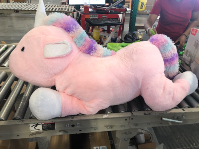 Photo 3 of Animal Adventure | Sqoosh2Poof Giant, Cuddly, Ultra Soft Plush Stuffed Animal with Bonus Interactive Surprise - 44" Unicorn