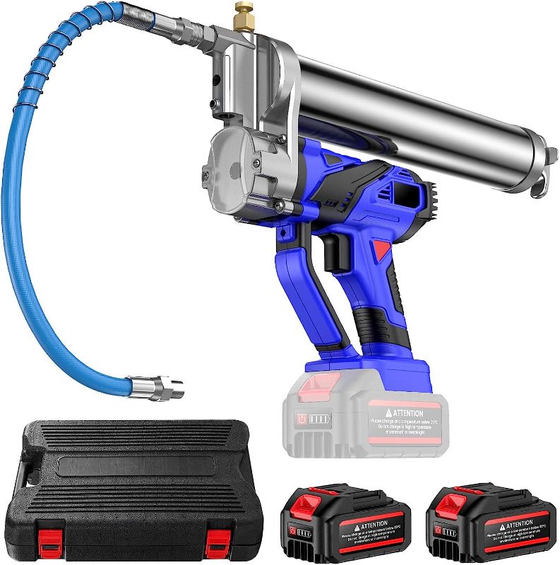 Photo 1 of Avhrit 21V Cordless Grease Gun, Electric Grease Gun Kit, 12000 PSI Explosion-Proof Hose, Automatic Grease Gun with Self-Locking, Variable Speed Trigger, 2 Lithium-Ion Batteries and Charger