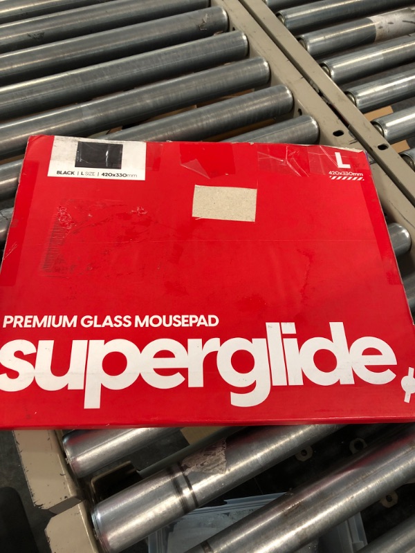 Photo 1 of Pulsar - Superglide Premium Glass Mouse Pad ALUMINO-Silicate Glass Surface Anti-Slip Fully Molded high-Density Silicone Rubber 16.5in x 13in (L, Black) Large Black