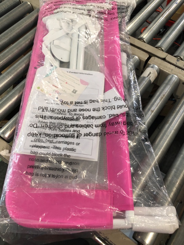 Photo 1 of Dream On Me Lightweight Mesh Security Adjustable Bed Rail Double Pack With Breathable Mesh Fabric In White Pink