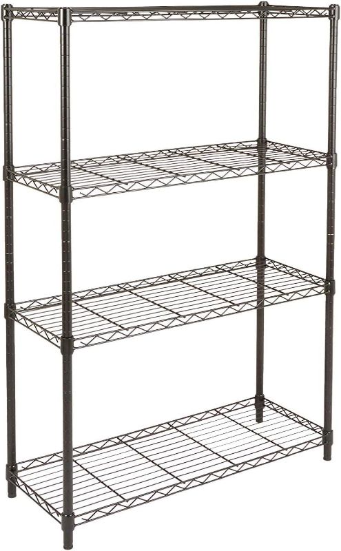 Photo 1 of 4-Shelf Adjustable, Heavy Duty Storage Shelving Unit (350 lbs loading capacity per shelf), Steel Organizer Wire Rack, Black, 36" L x 14" W x 54" H