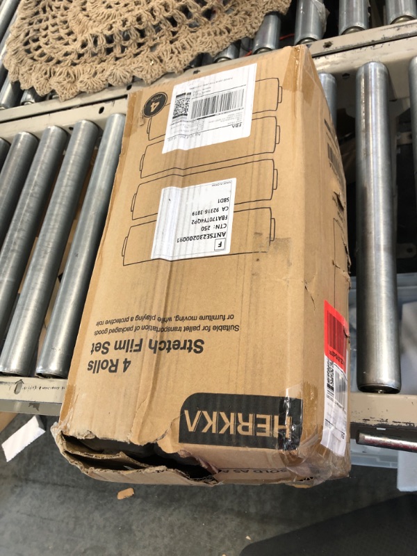 Photo 1 of Stretch Film, HERKKA Stretch Wrap with Handles Industrial Strength, Moving Wrapping Plastic Roll, Shrink Wrap for Pallet Wrap, 15" x 1000 Feet, 4 Pack, 60 Gauge