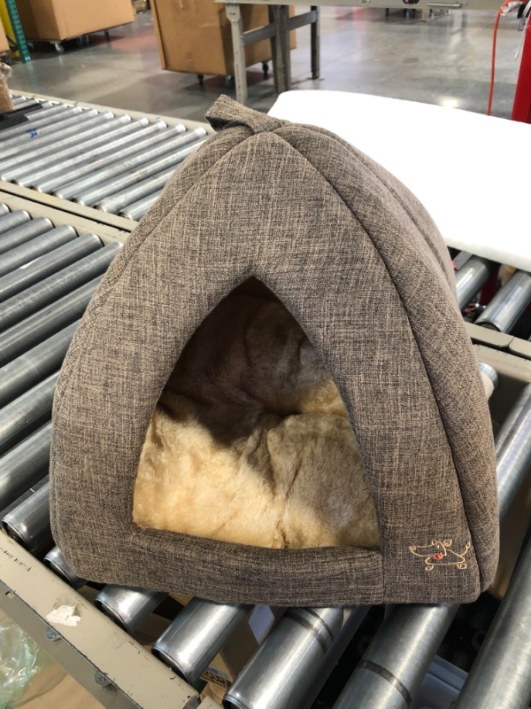 Photo 3 of Best Pet Supplies Pet Tent-Soft Bed for Dog & Cat 19" x 19" x H:19" Brown Linen