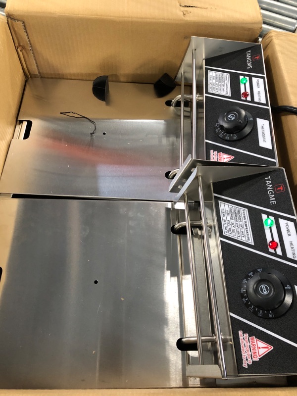 Photo 4 of *****missing handles***** Commercial Deep Fryer - 3400W Electric Deep Fryers with Baskets 0.6mm Thickened Stainless Steel Countertop Oil Fryer 12.7QT/12L Large Capacity with Temperature Limiter